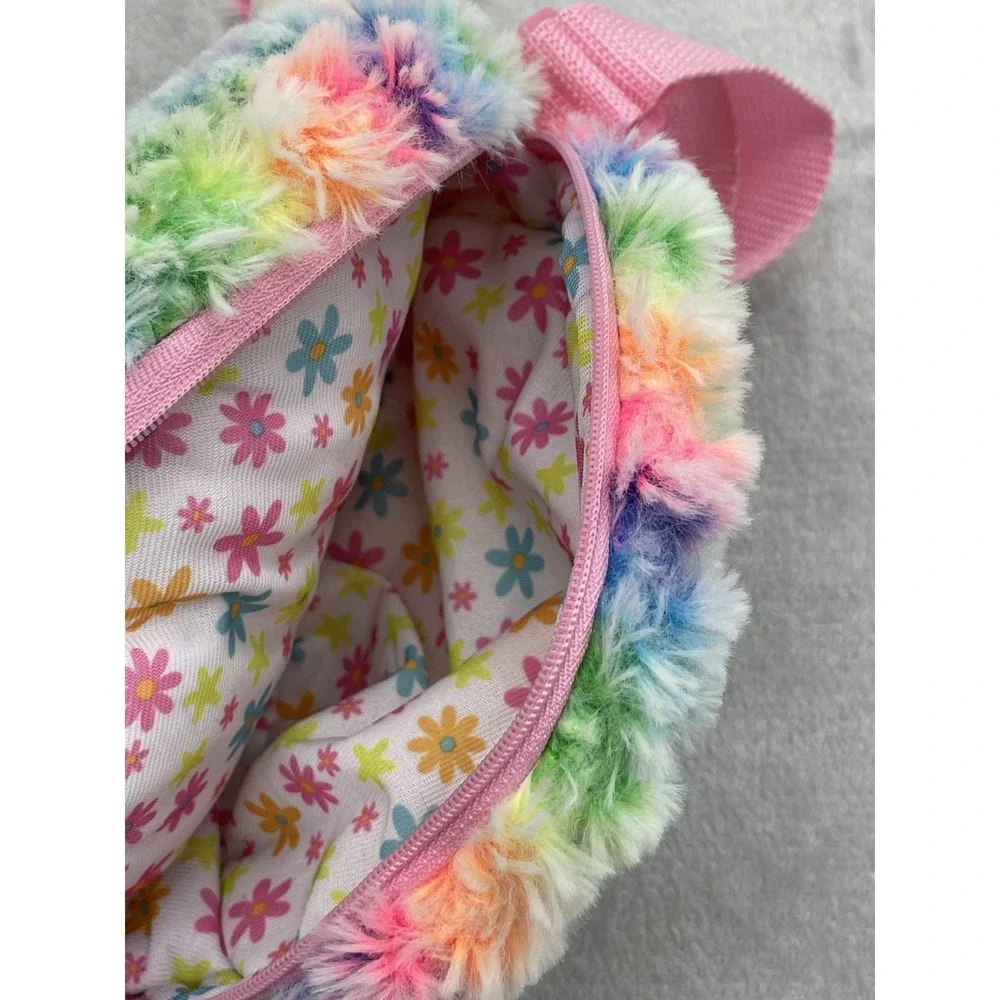 Ty Gear Beanie Boos Rainbow the Poodle Plush Purse Bag Pink Strap